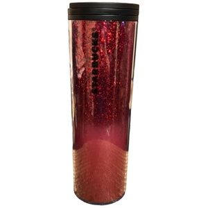 STARBUCKS 16 OZ 2019 RED SPARKLY HOT OR COLD CUP TUMBLER W/ Lid